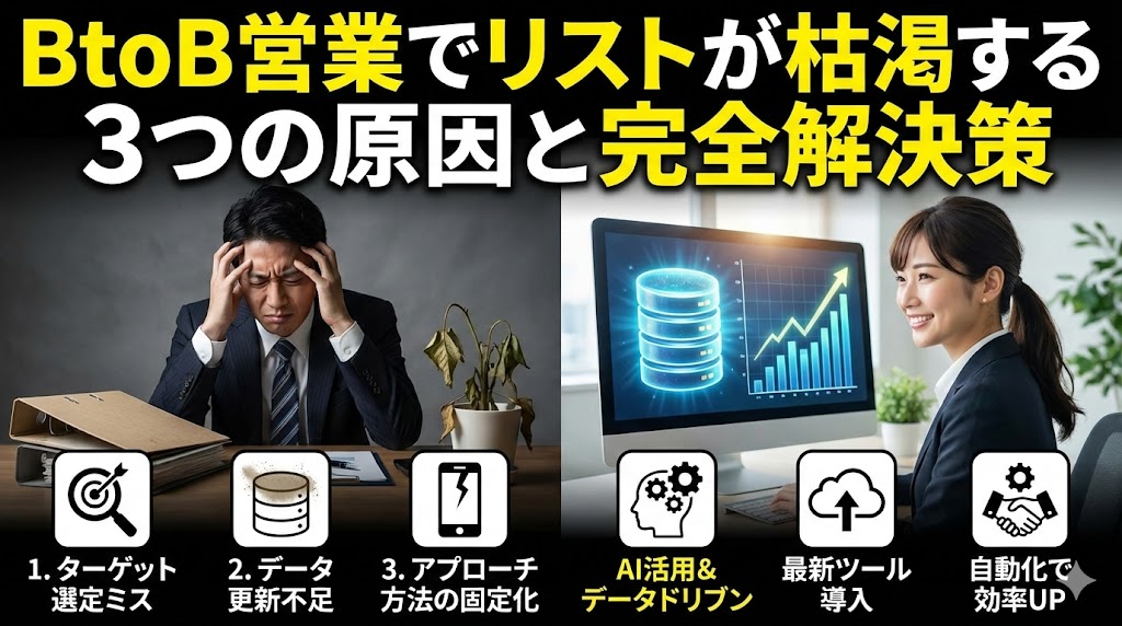 BtoB営業でリストが枯渇する3つの原因と完全解決策