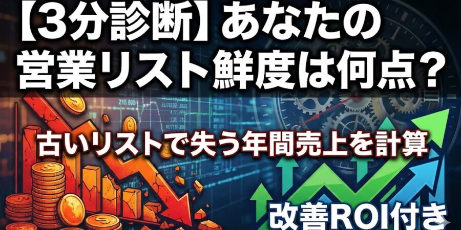 【3分診断】あなたの営業リスト鮮度は何点？古いリストで失う年間売上を計算｜改善ROI付き