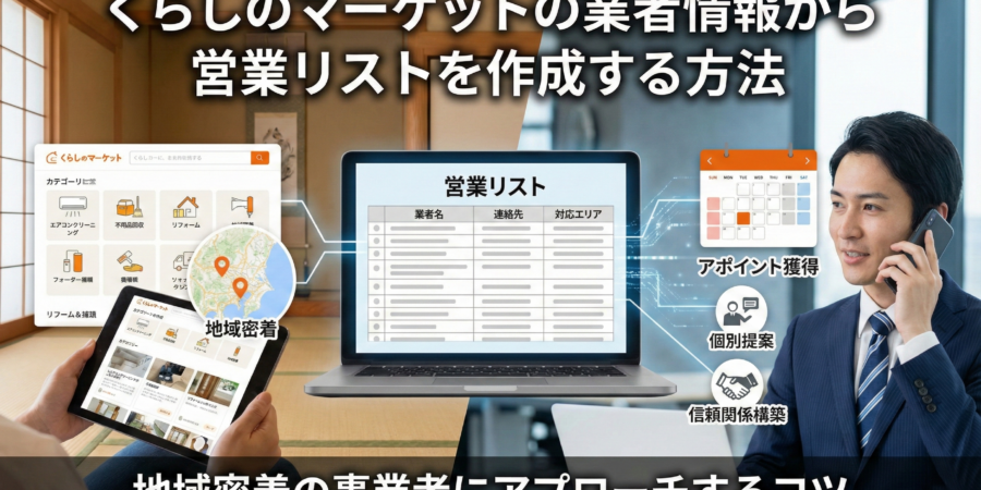 くらしのマーケットの業者情報から営業リストを作成する方法｜地域密着の事業者にアプローチするコツ