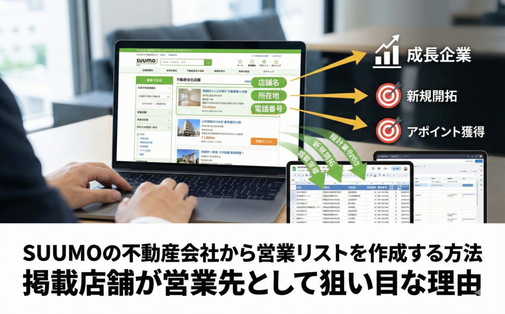 SUUMOの不動産会社から営業リストを作成する方法|掲載店舗が営業先として狙い目な理由