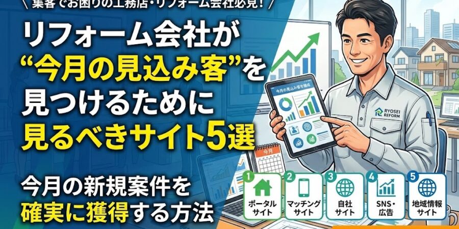 リフォーム会社が"今月の見込み客"を見つけるために見るべきサイト5選