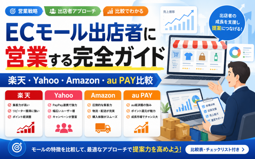 ECモール出店者に営業する完全ガイド｜楽天・Yahoo・Amazon・au PAYの4媒体比較