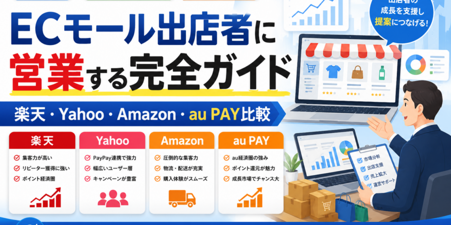 ECモール出店者に営業する完全ガイド｜楽天・Yahoo・Amazon・au PAYの4媒体比較【2026年版】
